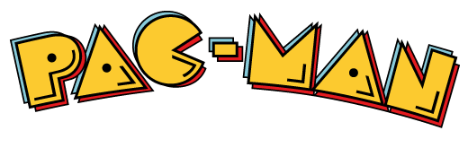 yellow logo that reads 'pac-man'