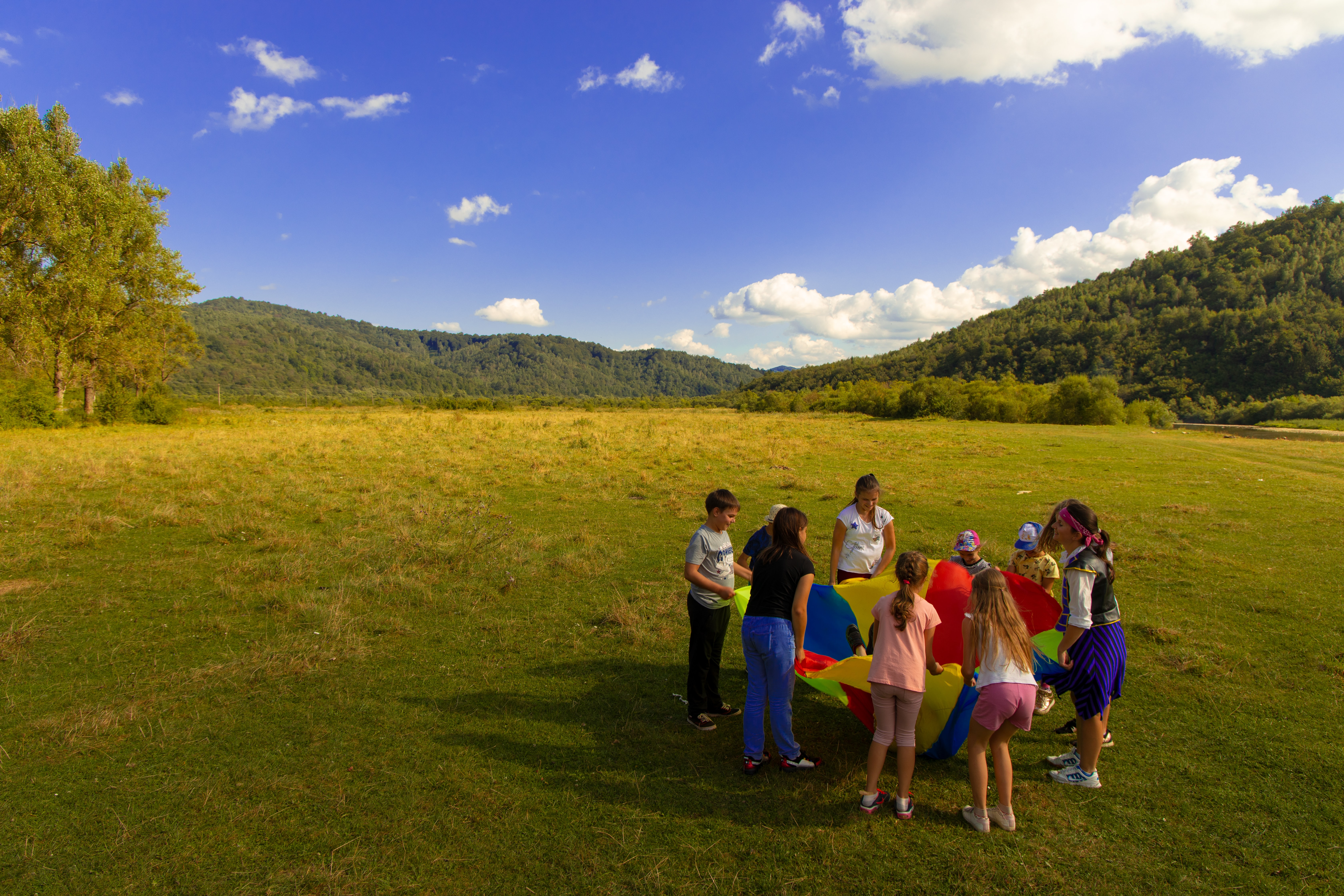 kids playing in a field
